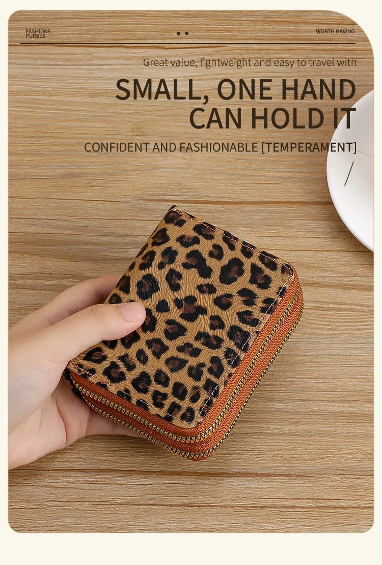 Leopard Print RFID Blocking Compact Wallet