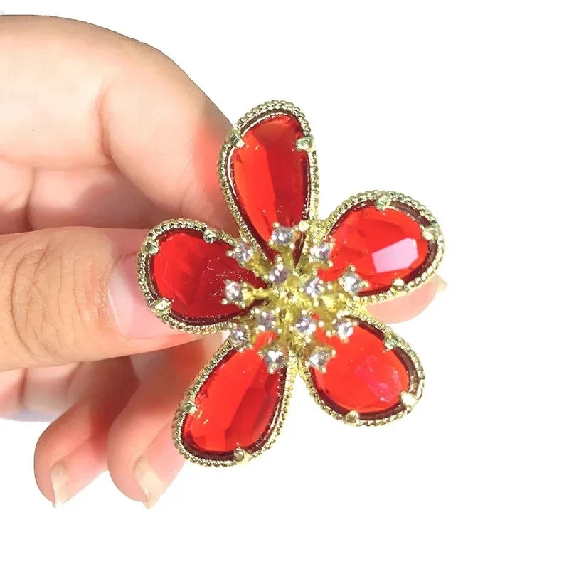 Crystal Flower Statement Ring