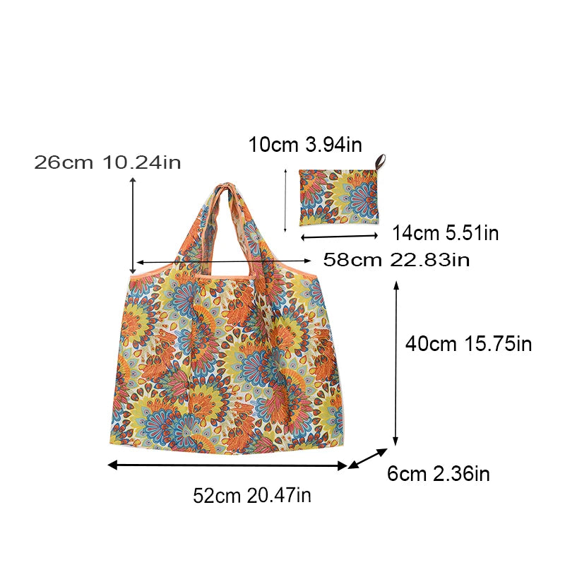 Folding Shopping Bag with Large Capacity and Waterproof Design