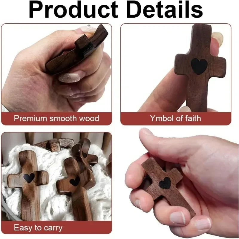 Handcrafted Black Walnut Cross, 5cm Pocket Crucifix