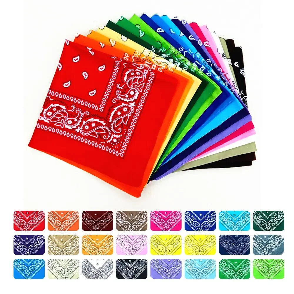 Paisley Bandana Square Scarf – 55cm Cotton Blend for Men and Women