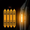 Four reflective warning stickers for car doors, featuring chevron patterns.
