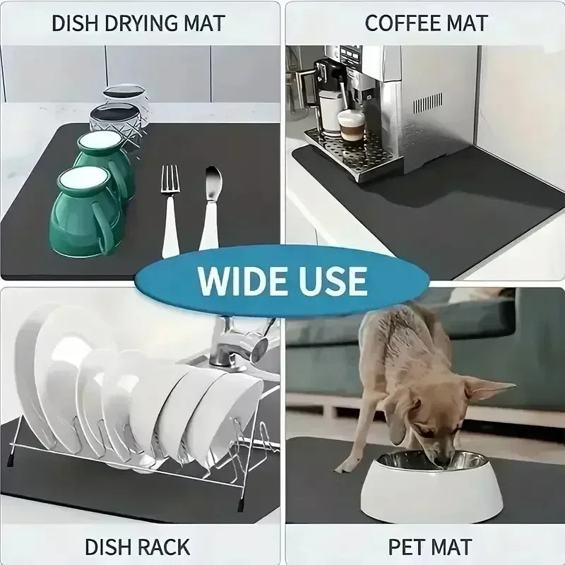 Fast-Drying Kitchen Absorbent Mat for Coffee Stations and Countertops