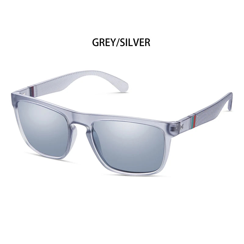 Gafas polarizadas cuadradas vintage gris/plateado con marco plateado y detalles multicolores