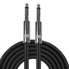 A pair of braided 6.35mm guitar cables with right-angle connectors are shown against a black background.