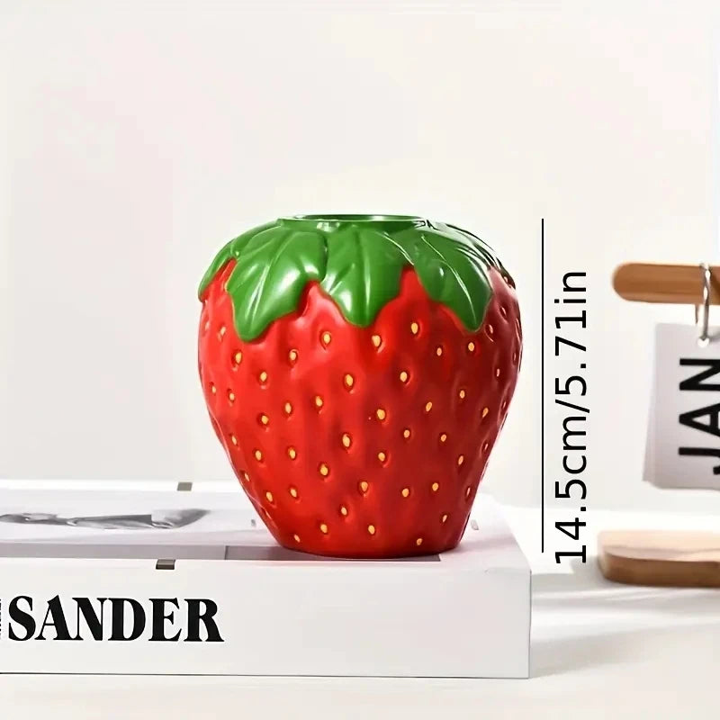 Strawberry-Shaped Resin Vase for Home Decor
