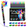A set of 12 acrylic paint markers in various colors and a single marker shown for artistic use.