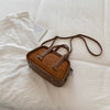 Vintage Croc-Embossed Mini Boston Bag with Dual Straps
