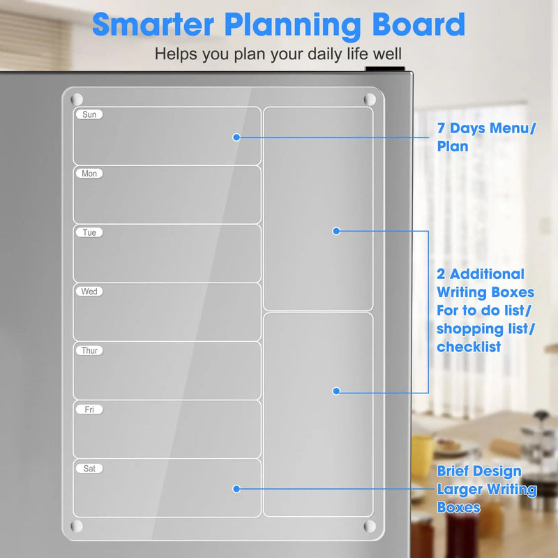 Clear Acrylic Magnetic Meal Planner Board