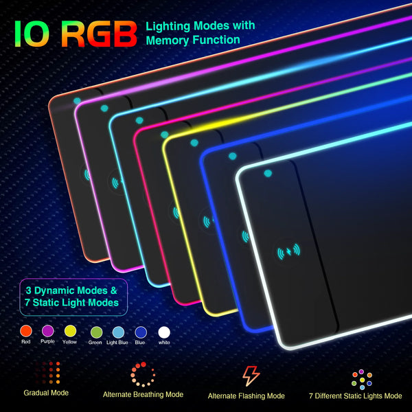 RGB Gaming Mouse Pad with 15W Wireless Charging