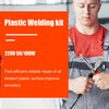 A man repairs plastic using a 220V 50/100W plastic welding kit tool.
