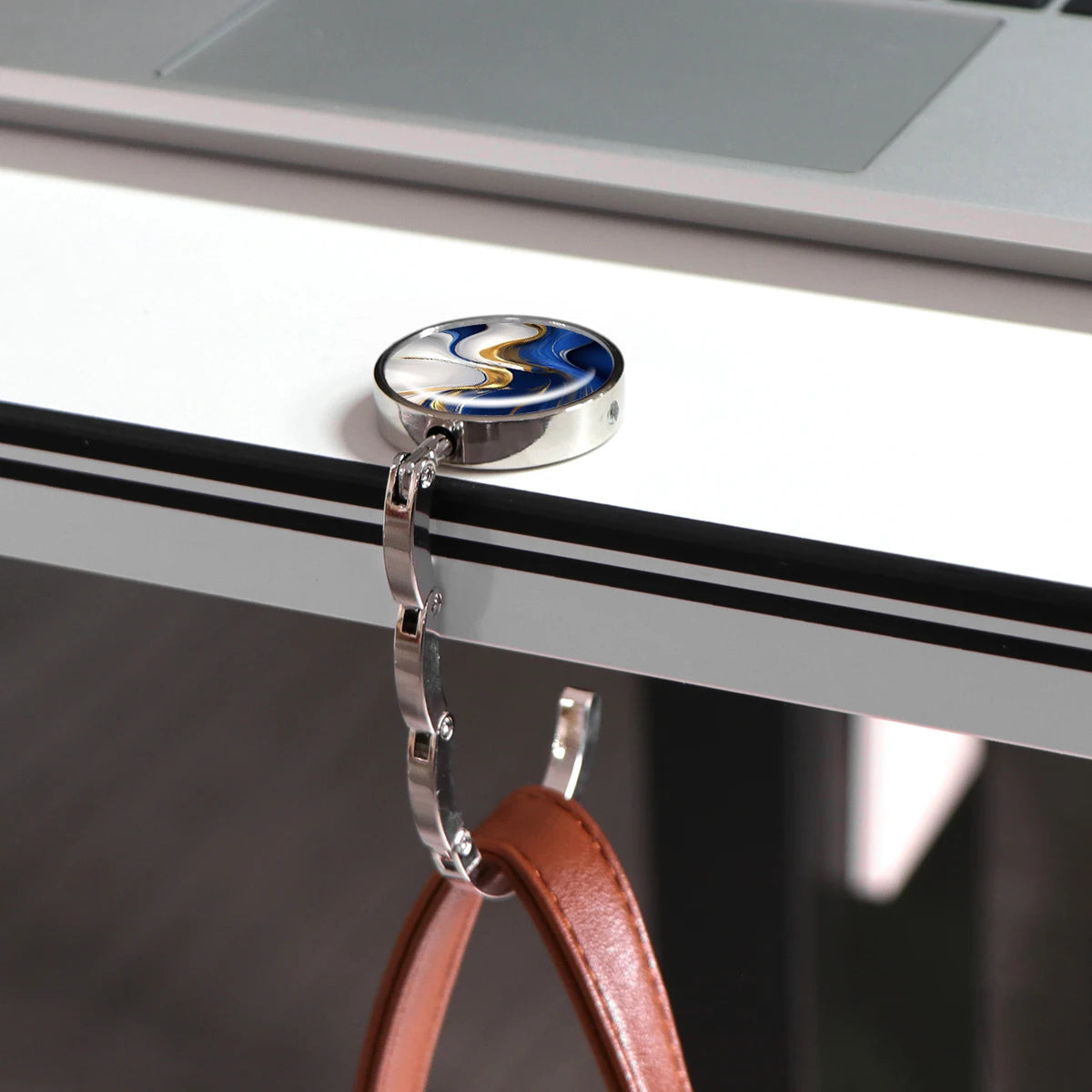 Folding Metal Bag Hook with Marble Finish