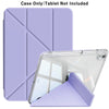 A purple foldable clear iPad case shown with a matching purple cover, demonstrating the device protection.