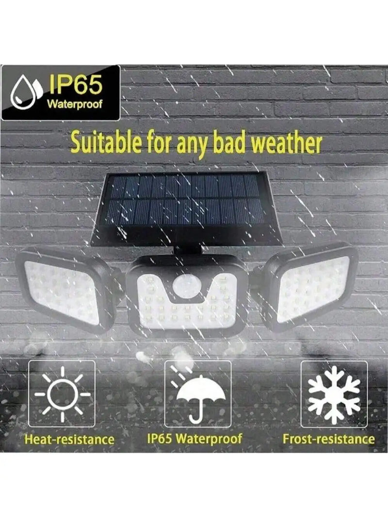 3-Head Solar Security Flood Light with 270° Motion Sensor