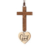 Wood Cross Car Rearview Mirror Pendant with Bible Verse