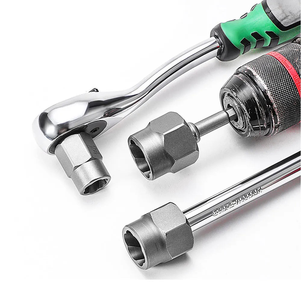 A set of impact bolt and nut extractors with various sizes shown against a white background.