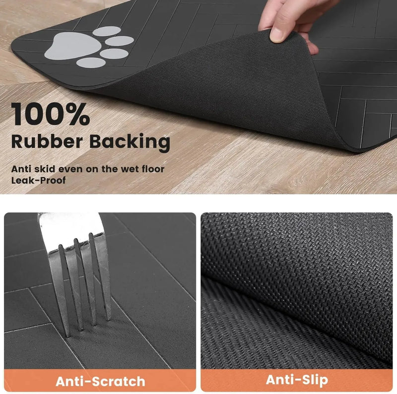 Absorbent Pet Feeding Mat with Anti-Slip Rubber Backing