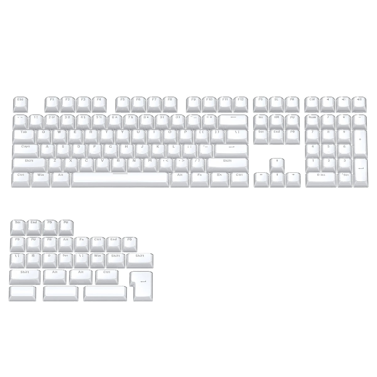 Crystal Clear Jelly Keycaps with Side-Printed Legends for Mechanical Keyboards