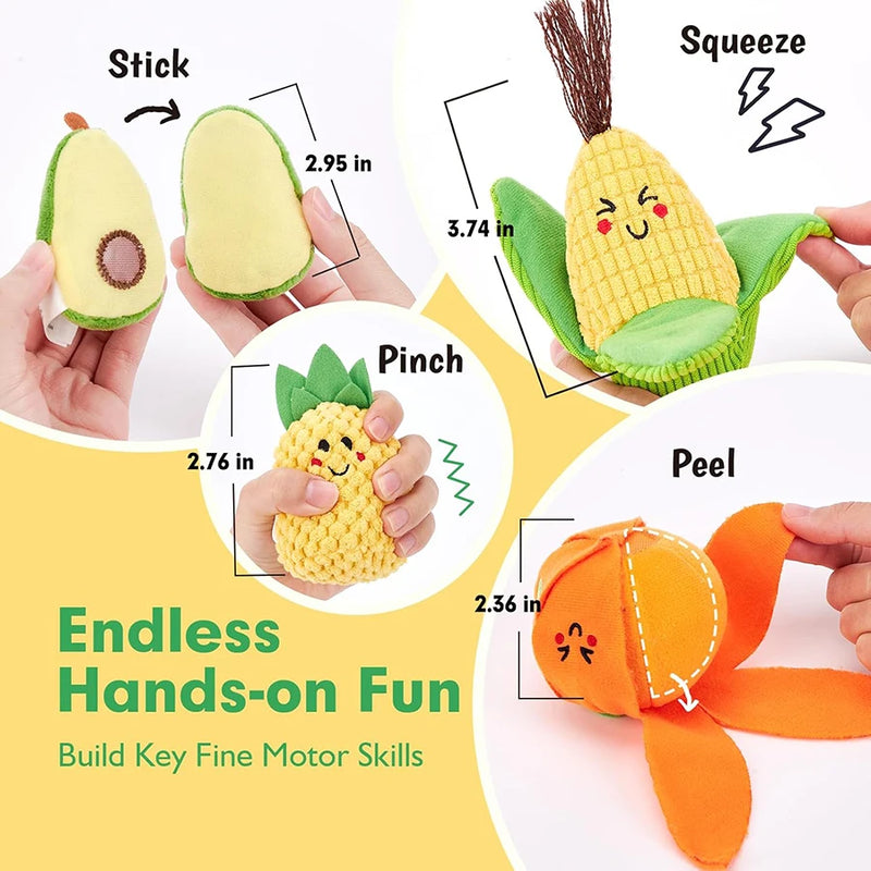 Soft Fruit & Vegetable Sensory Toy Set with Crinkle and Rattle