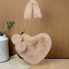Faux Fur Heart Purse with Chain Strap