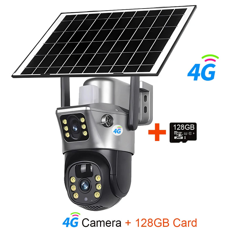 Dual-Lens Solar Security Camera with 4K Night Vision