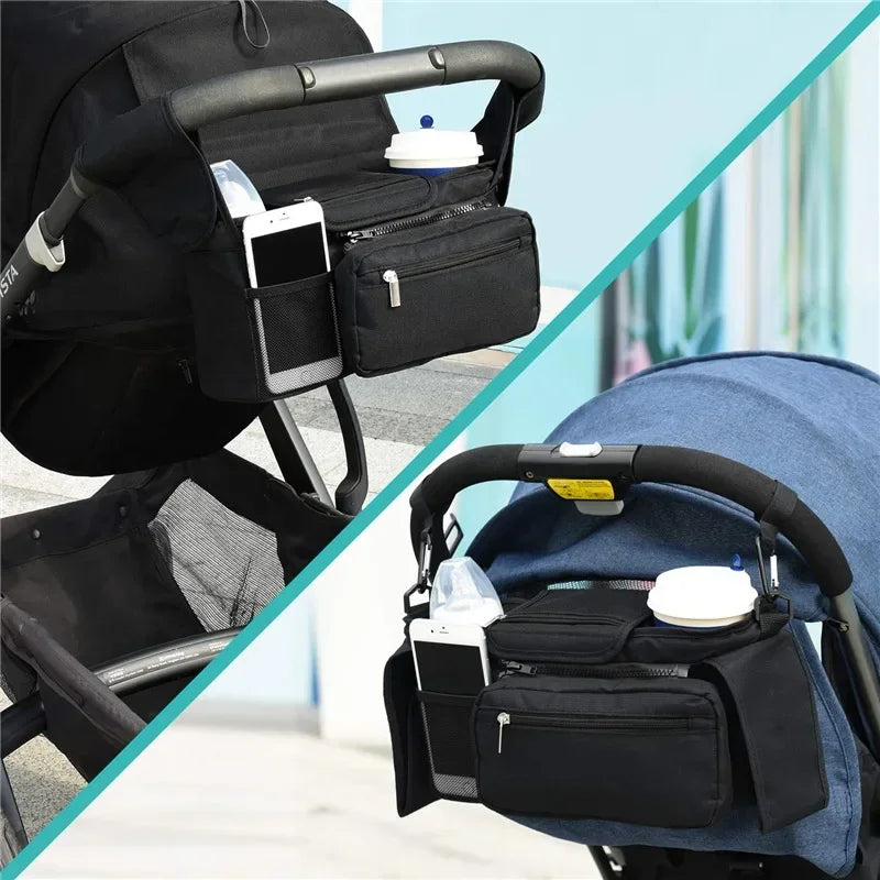 Universal Stroller Organizer with Insulated Cup Holders and Detachable Phone Bag