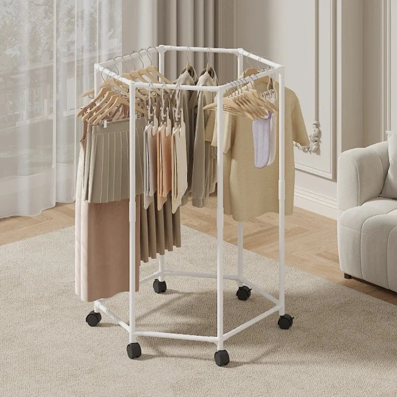 Hexagon Rotating Floor Clothes Rack