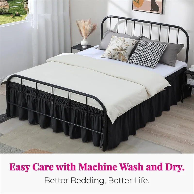 Ruffled Bed Skirt with Split Corners and Elastic Wrap