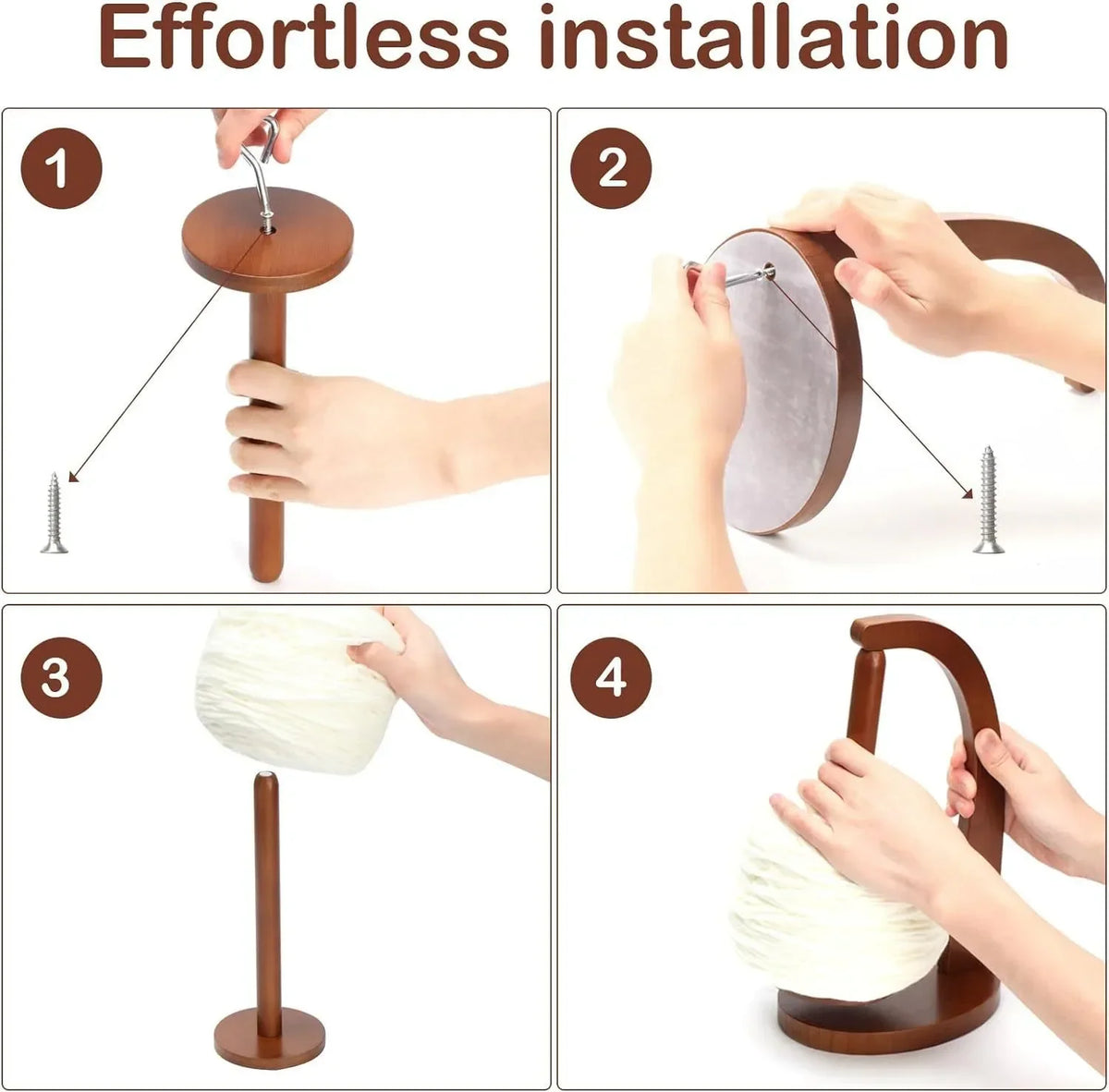 Magnetic Wooden Yarn Holder with Rotating Spindle