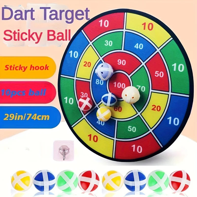 Sticky Ball Dart Board Set for Kids – Double-Sided Educational Family Game