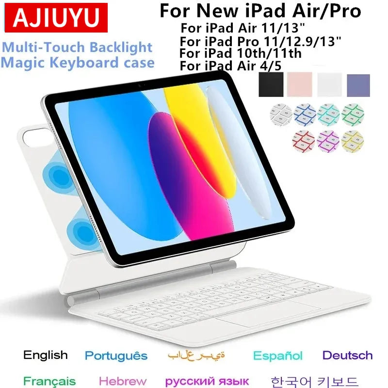 Bluetooth Keyboard Case with Touchpad for iPad Pro, Air & Standard Models