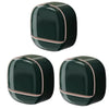 A black waterproof hanging soap holder with a rose gold accent, shown from above and the side.