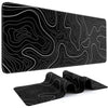 Black mouse pad featuring white topographic map lines on a smooth surface.