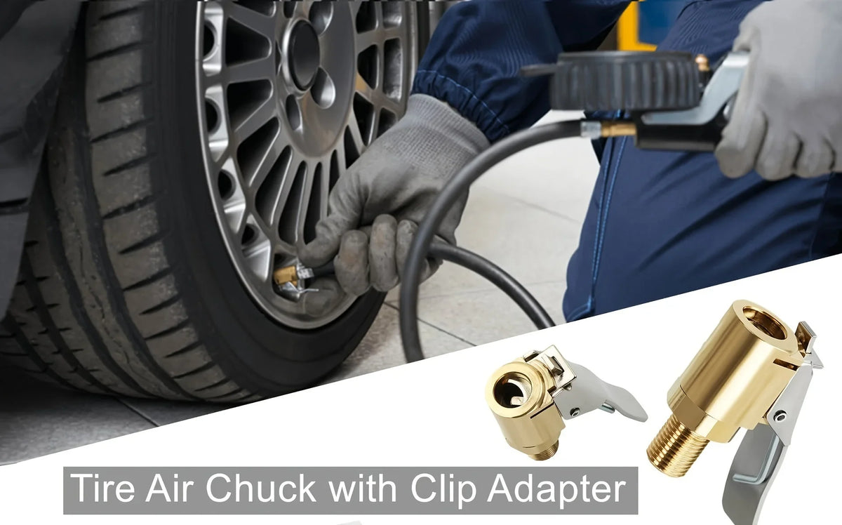 Brass Locking Nozzle Tire Air Chuck Clip Adapter
