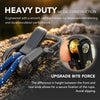 Close-up of heavy-duty metal carabiners and paracord tensioners designed for dependable outdoor performance.