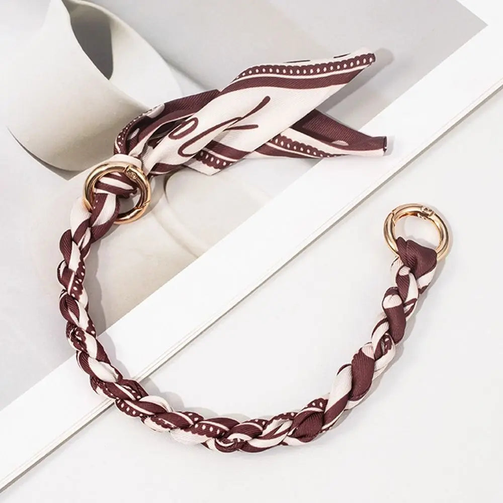 Decorative Silk Scarf Bag Chain with Detachable Bow