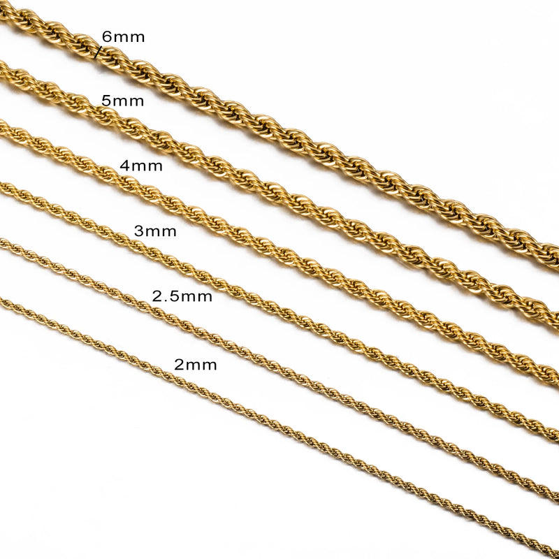 Gold Stainless Steel Rope Chain Necklace