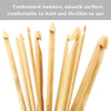 A set of 23 bamboo crochet hooks with smooth surfaces and flexible use.