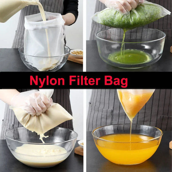 Reusable Nylon Filter Bag for Nut Milk, Tea & Brewing