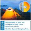 Orange tent in outdoor setting with a close-up of a metal ball bungee cord connector.