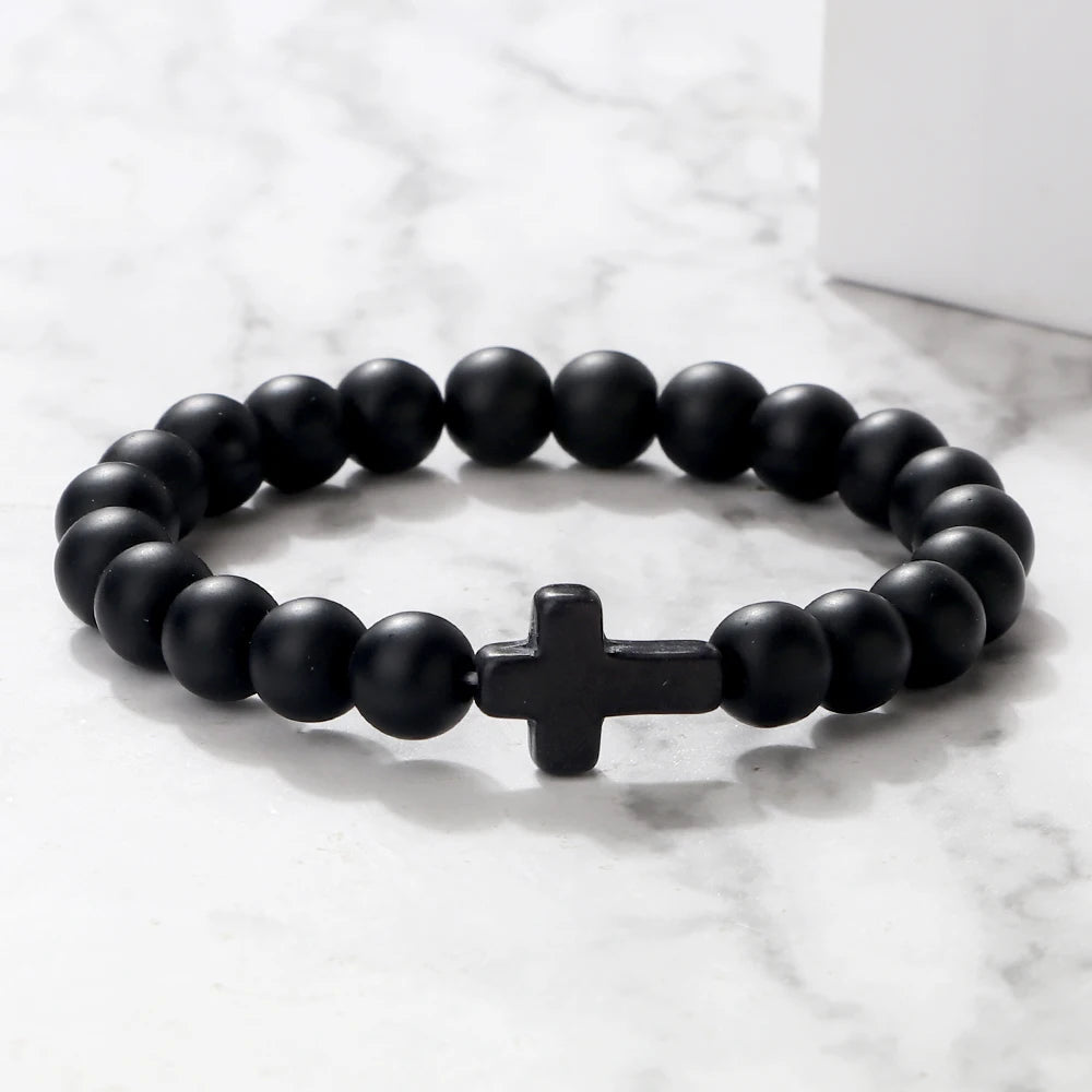 Bracelet en Pierre de Lave Naturel pour Hommes et Femmes