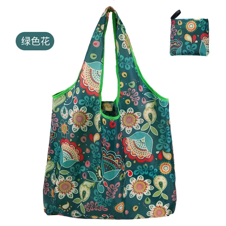 Foldable Reusable Shopping Tote with Animal Print Design