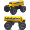 Yellow die-cast metal school bus pull-back toy with large black tires