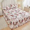 Floral Bed Skirt with Matching Pillowcases Set