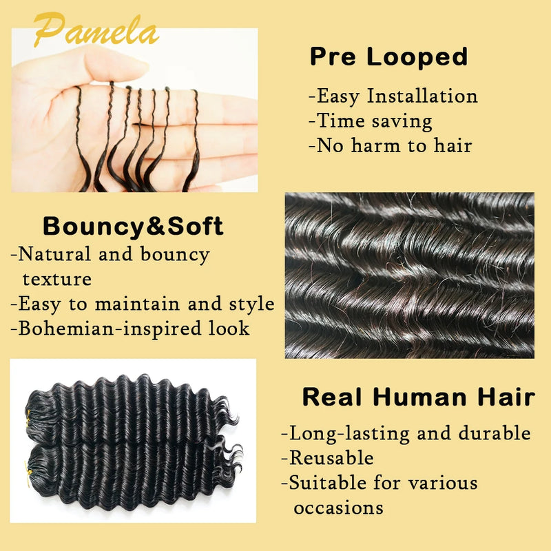Extensiones de Cabello Crochet Sin Nudos con Onda Profunda