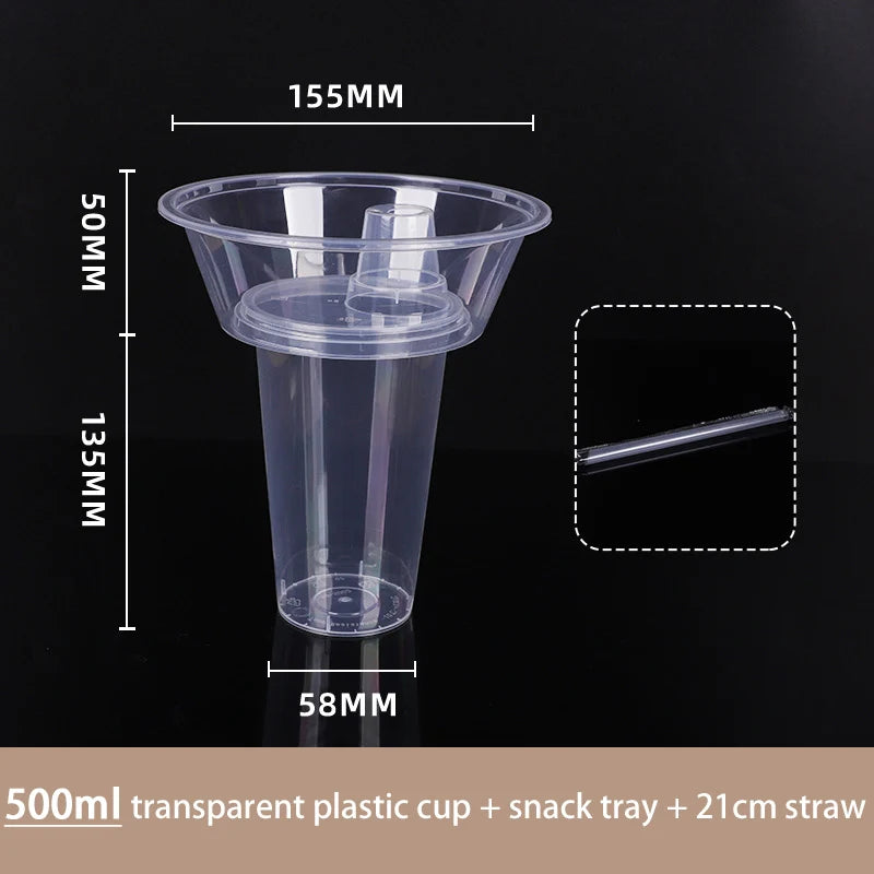 Clear Plastic Snack Cup with Straw