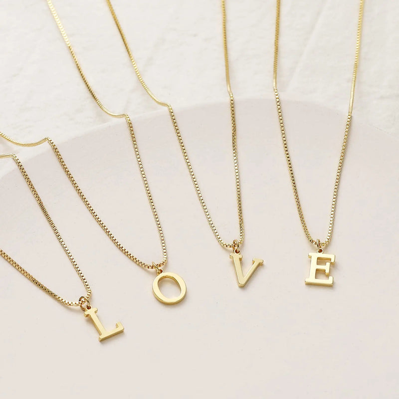 A-Z Initial Pendant Necklace in 18K Gold Plated Stainless Steel