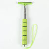 A lime green retractable car mirror and window cleaning wiper with a flexible cord.