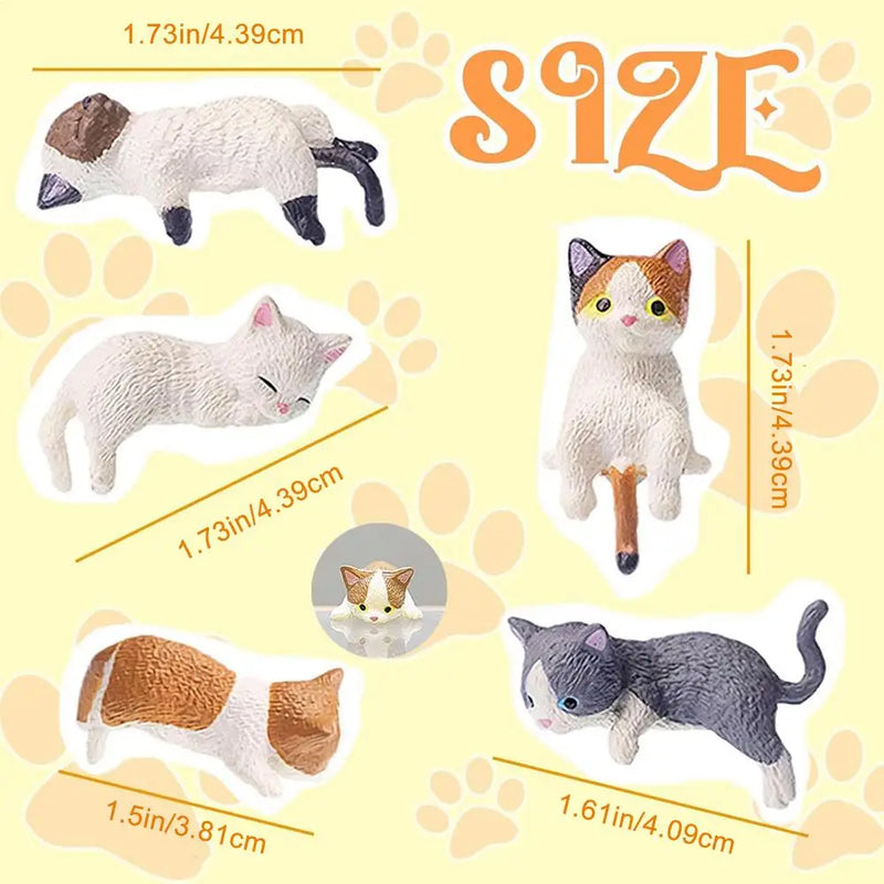 Set de 5 Figuras de Gatos de Dibujos Animados para Decorar el Escritorio o el Coche