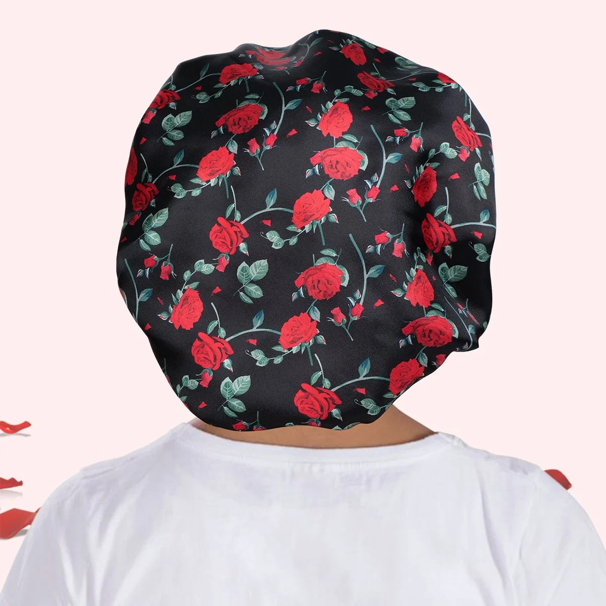 Floral Print Satin Sleep Bonnet – Double Layer Hair Protector